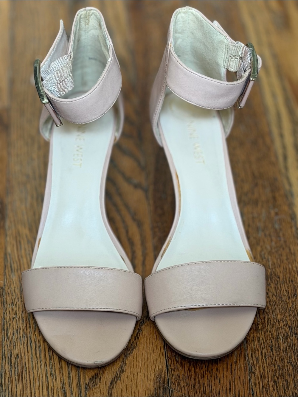 Nine West Rosendale Blush Block Heel Sandals Size 7.5
